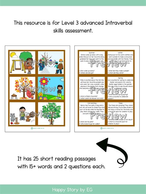 Aba Verbal Behavior Advanced Intraverbal Assessment Level 3 Reading