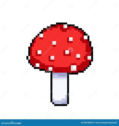 Red Mushroom Pixel Art Vector Drawing Stock Vector Illustration Of