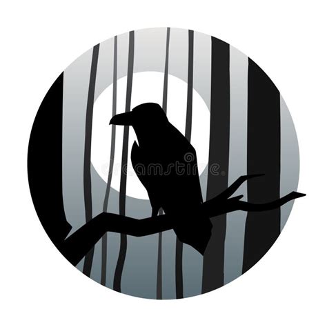 Raven In Forest Stock Illustration Illustration Of Branch 29779585