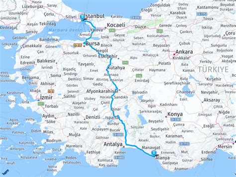 İstanbul Alanya Arası Kaç Kilometre