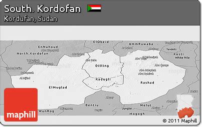 Free Gray Panoramic Map of South. Kordofan