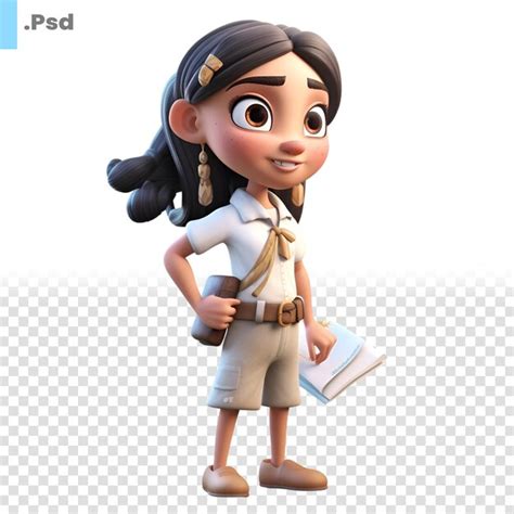 Premium PSD 3d Rendering Of A Cute Cartoon Girl With A Backpack And