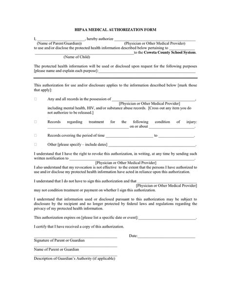 Hippa Medical Authorization Form In Word And Pdf Formats