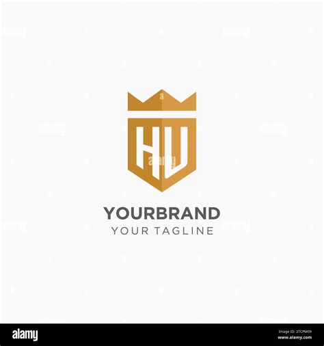 Monogram Hu Logo With Geometric Shield And Crown Luxury Elegant