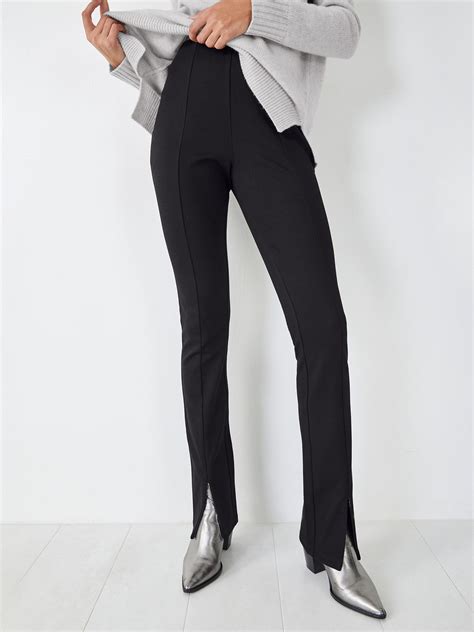 HUSH Adriana Zip Hem Trousers, Black, 4
