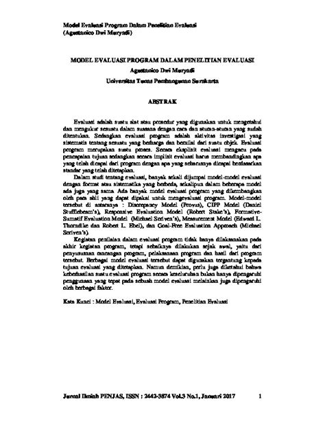 Model Evaluasi Program Dalam Penelitian Evaluasi Agustanico Dwi