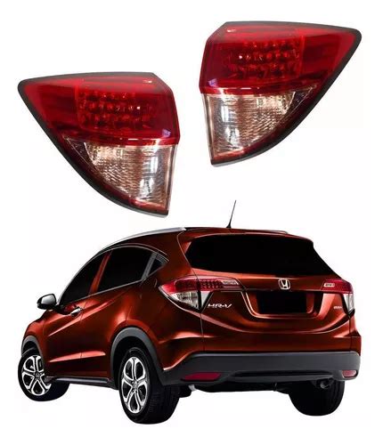 Par Lanterna Honda Hrv 2016 2017 2018 Canto Bicolor Led