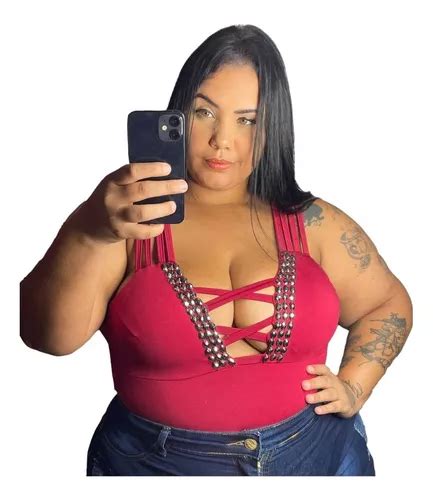 Body Plus Size Decote Tira Pedraria Moda Feminina Frete grátis