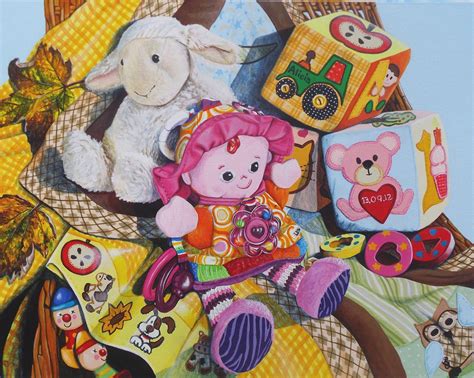 Original Art By Paula Oakley Alicias Toy Box Still Life Painting