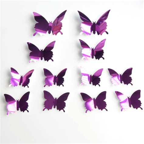 12pcs 3d Mirror Butterfly Decals Wall Stickers Vinyl Art Home Decoration Paper Ebay