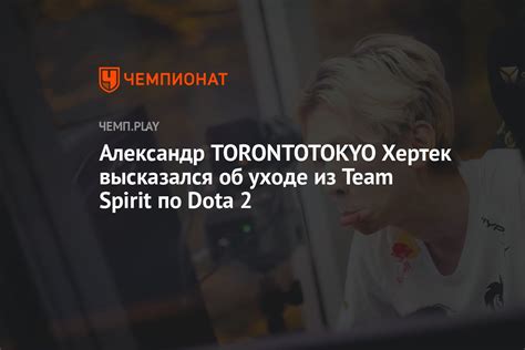 Александр Torontotokyo Хертек высказался об уходе из Team Spirit по Dota 2 Чемпионат