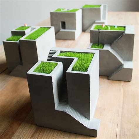 Handmade Concrete Architecture Stairs Decorative Succulent Planter