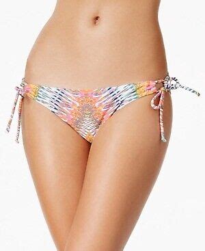 Raisins Yellow Multi Stolen Heart Side Tie Hipster Bikini Swim Bottom