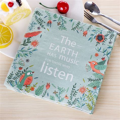 Listen Nature Music Flowers Bird Paper Napkins Cafe Party Tissue