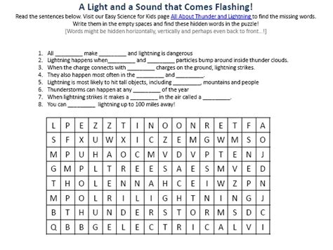 Lightning Worksheet Science