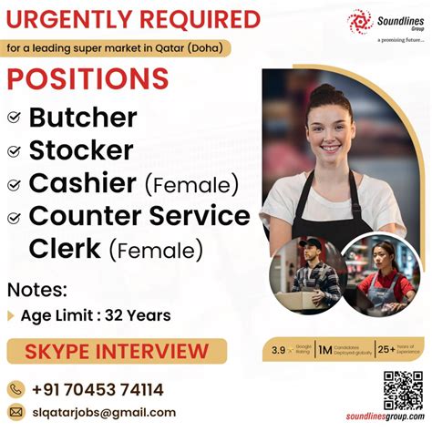 Urgently Required For A Leading Super Market In Qatar Doha