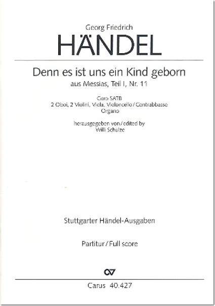 Händel Georg Friedrich 1685 1759 Denn Es Ist Uns Ein Kind Geboren G