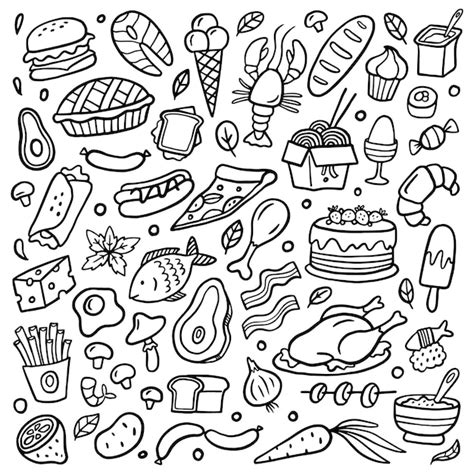 Premium Vector Selection Of Handdrawn Food