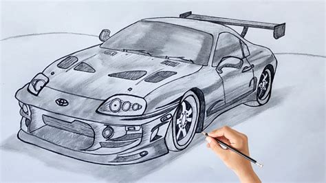 Toyota Supra Sketch Speed Drawing How To Draw Supra Car Step By