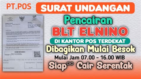 Surat Undangan Pengambilan Blt Elnino Rp Di Kantor Pos Terdekat