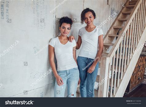 Two Attractive African American Girls White Stock Photo 641168296