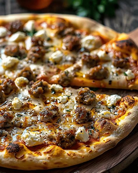 Hot Sausage Feta Honey Pizza My Homemade Cooking