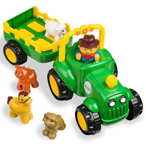 Buy Tippi Farm Tractor & Trailer Set - Drive Along Tractor Toy With ...