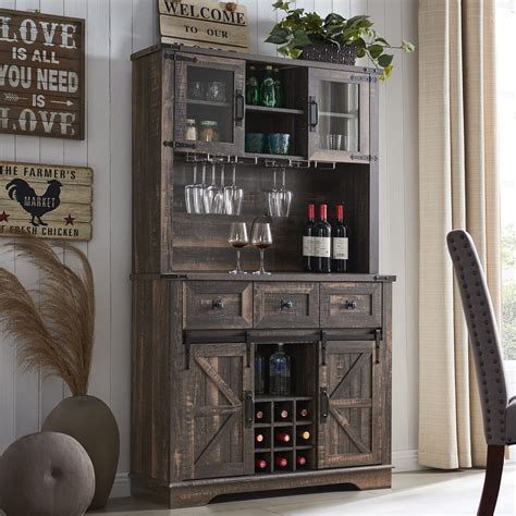 Buy Okd Farmhosue Bar Cabinet With Sliding Barn Door Large Kitchen