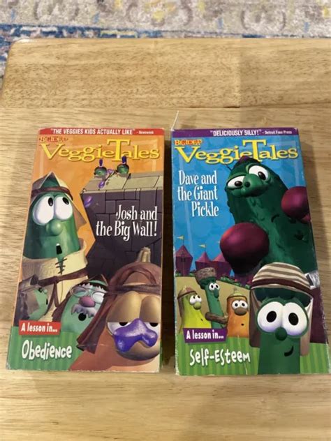 VEGGIETALES DAVE AND The Giant Pickle Josh And The Big Wall VHS Video