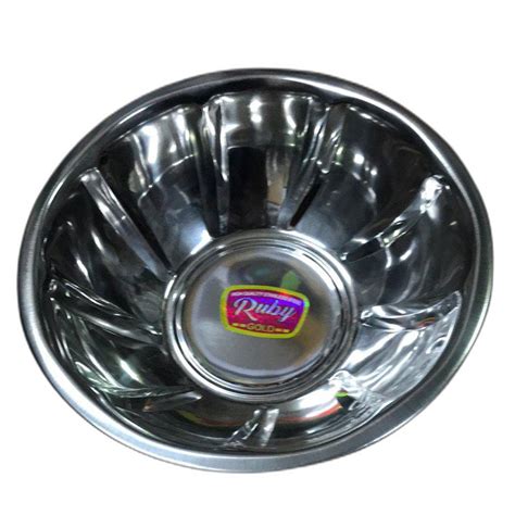 Silver Polished Stainless Steel Dinner Serving Bowl Shape Round