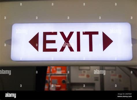 Exit Door Sign On An Airbus A320 Or A319 Airplane Air Plane Aeroplane