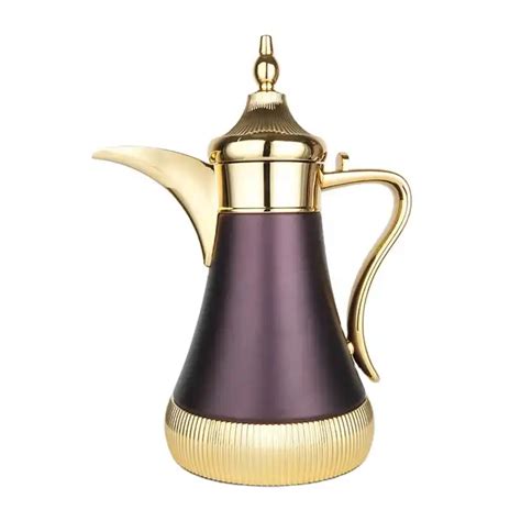 New Arrival Arabic Style Purple Golden Color 700ml Long Mouth Pink Glass Liner Vacuum Flask Jug