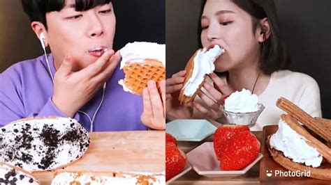 Asmr Mukbang Thick Waffle With Whipped Cream YouTube