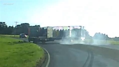 Horror Near Miss Between Car And Fishtailing Truck Near Warrnambool