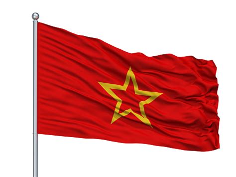 Red Army Flag On Flagpole Isolated On White Stock Photo - Download ...