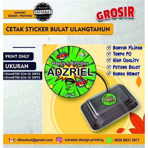 Jual Isi Pcs Sticker Bulat Ulang Tahun Sticker Happy Birthday