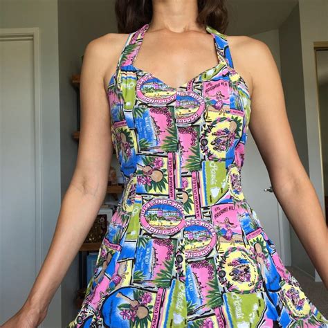 Tropical Hawaiian Themed Vintage 90s Summer Dress Depop