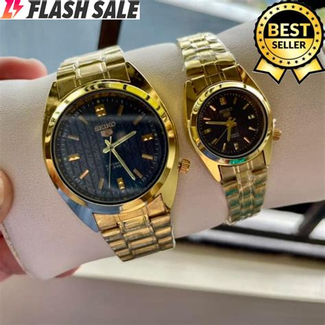 Seiko 5 Automatic 21 Jewels Black Dial Gold Stainless Steel Watch For