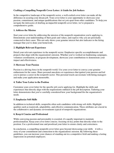 Nonprofit Cover Letter Example Pdf Nonprofit Organization Résumé