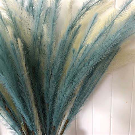 Artificial Pampas Grass Spray Dusty Blue Style Ebay