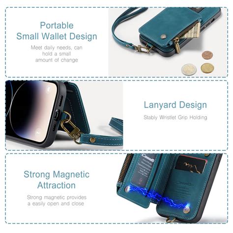 Caseme Iphone 14 Pro Max Leather Zipper Wallet Case With Rfid Blocking Card Slots And Wrist