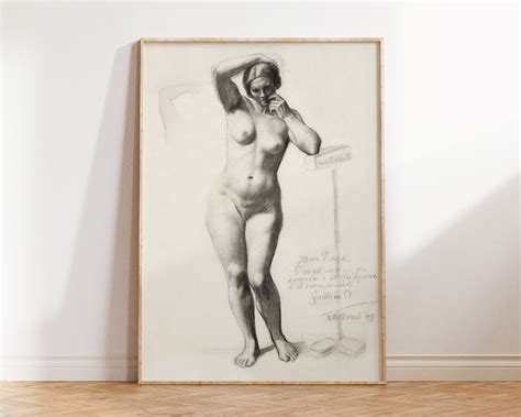 Vintage Nude Female Art Print 1849 By Gustave Courbet Antique Black