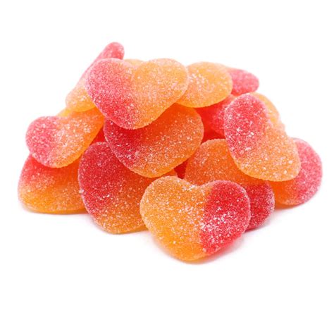 Gummy Peach Hearts made fresh by the pound| LorentaNuts.com