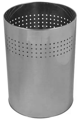 Ss Open Top Semi Perforated Hamper Dustbin Litre For Dining Room At