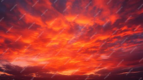 Premium Photo High Definition Image Of A Fiery Red And Orange Sunset Sky