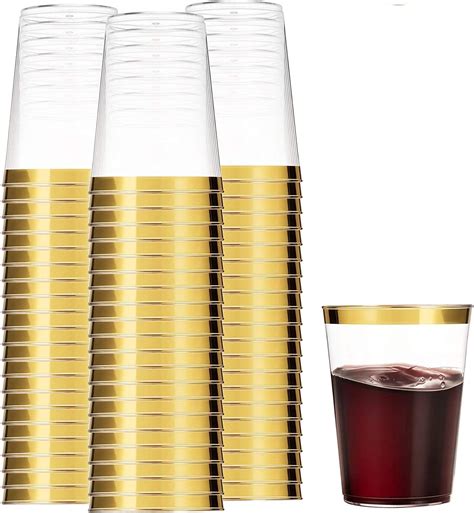 Munfix 100 Gold Plastic Cups 12 Oz Clear Plastic Cups