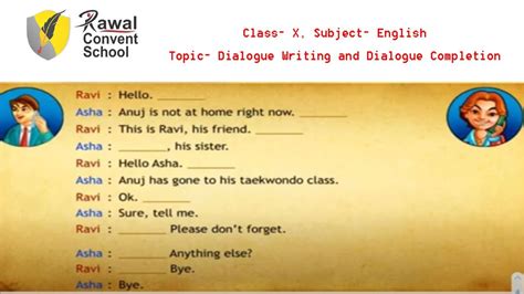 Class X Subject English Topic Dialogue Writing And Dialogue