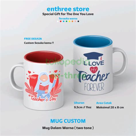 Jual Kado Hadiah Souvenir Mug Gelas Custom Happy Teacher Day Hari Guru