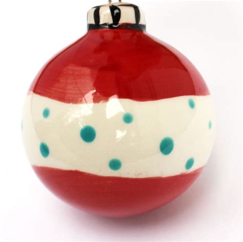 Ceramic Ball Ornament Handpainted Holiday Pottery Ball Ornaments