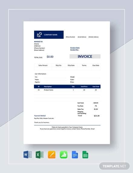 Free 11 Car Sale Invoice Templates In Pdf Ms Word Docs
